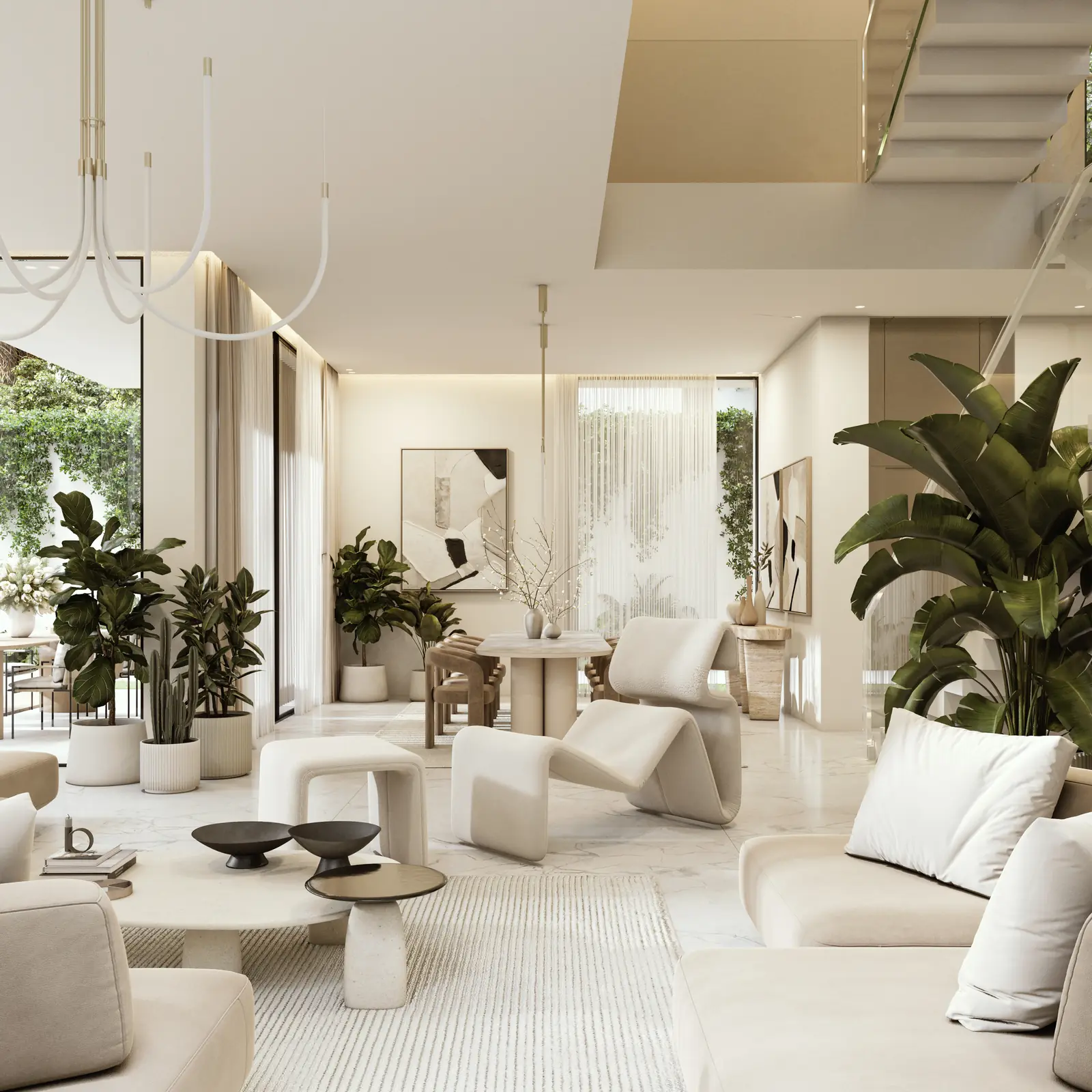 Living space interior in The Dune at Lunaya