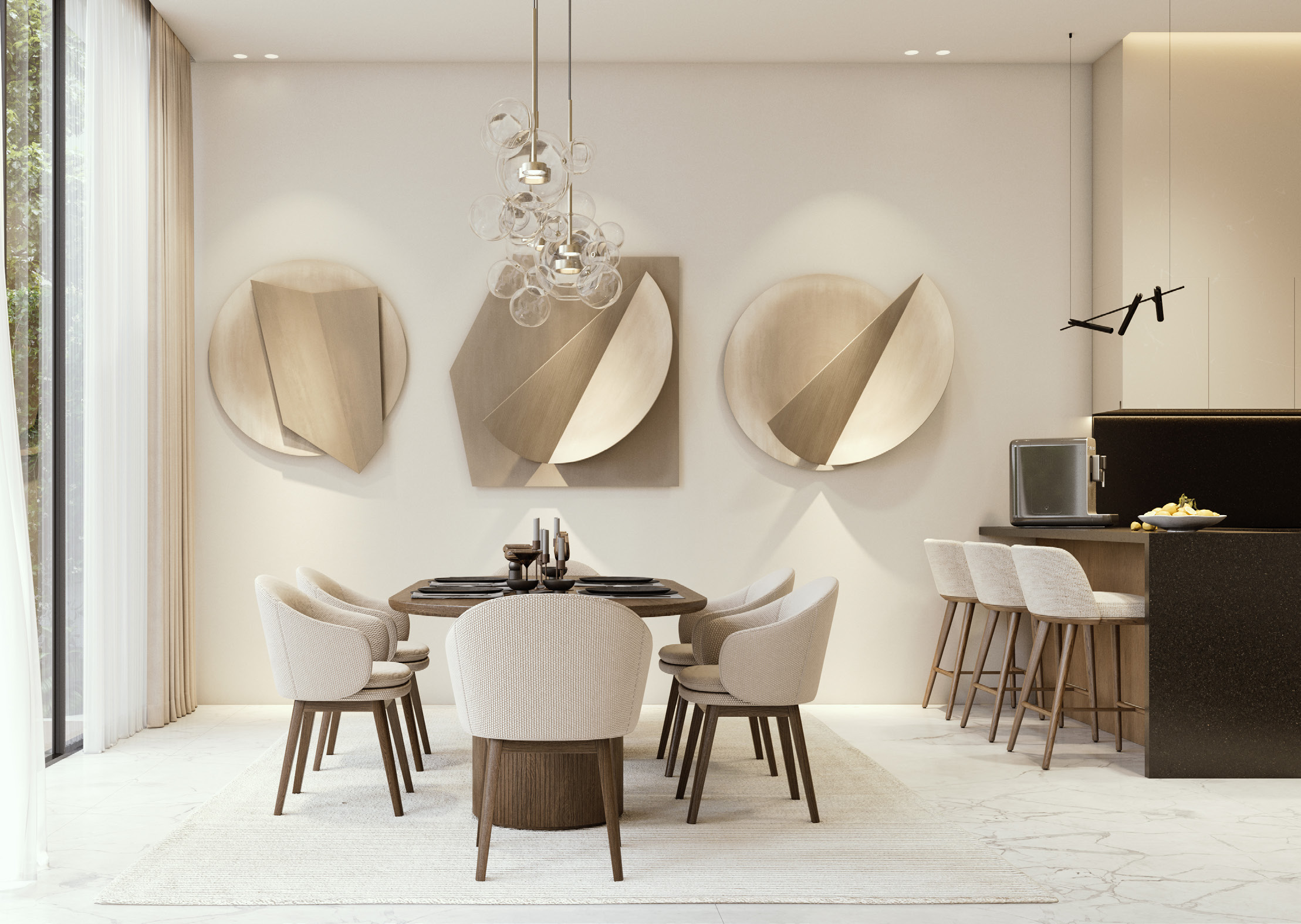 Elegant dining room interior at Lunaya