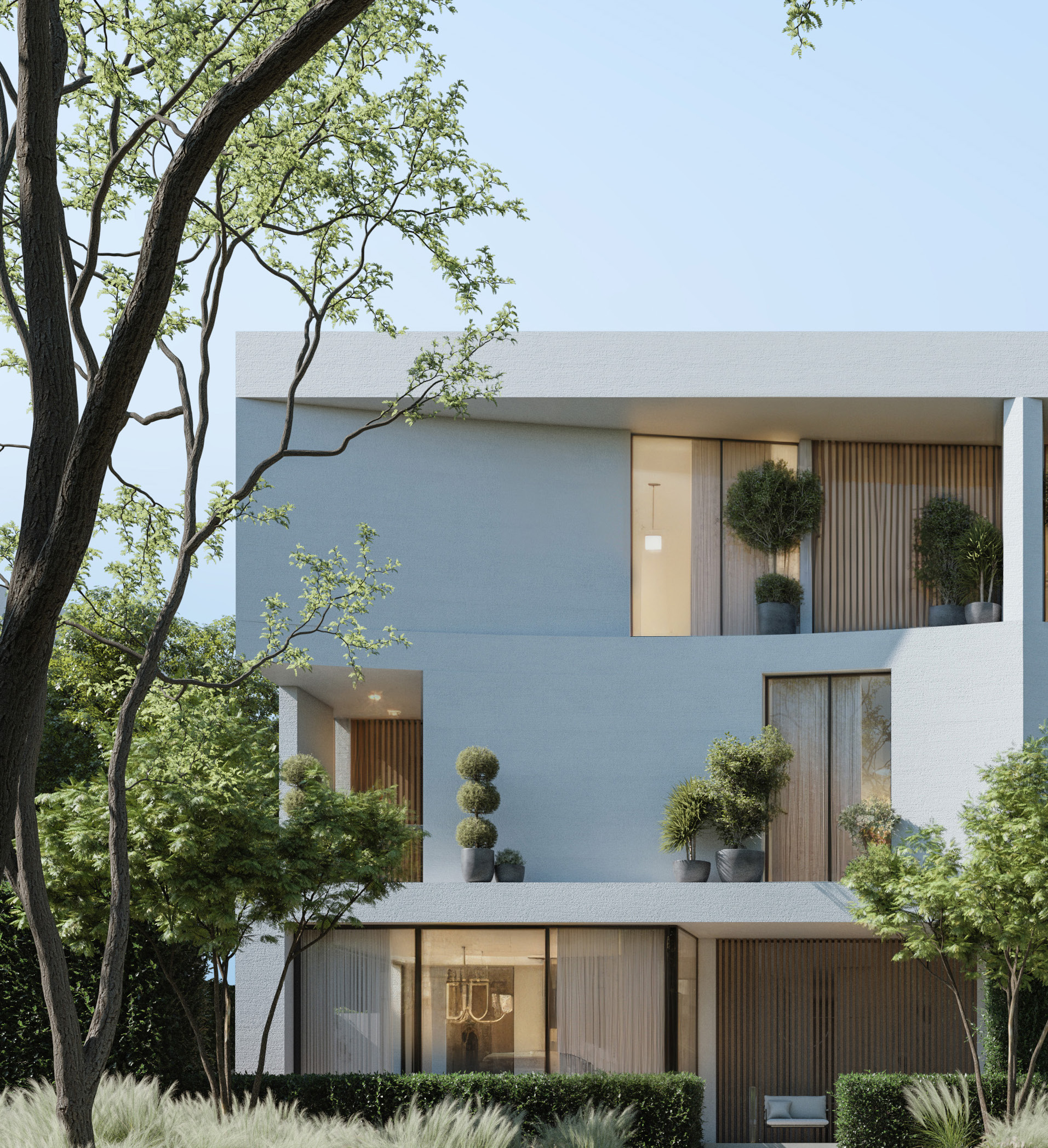 Lunaya villa exterior surrounded by lush greenery