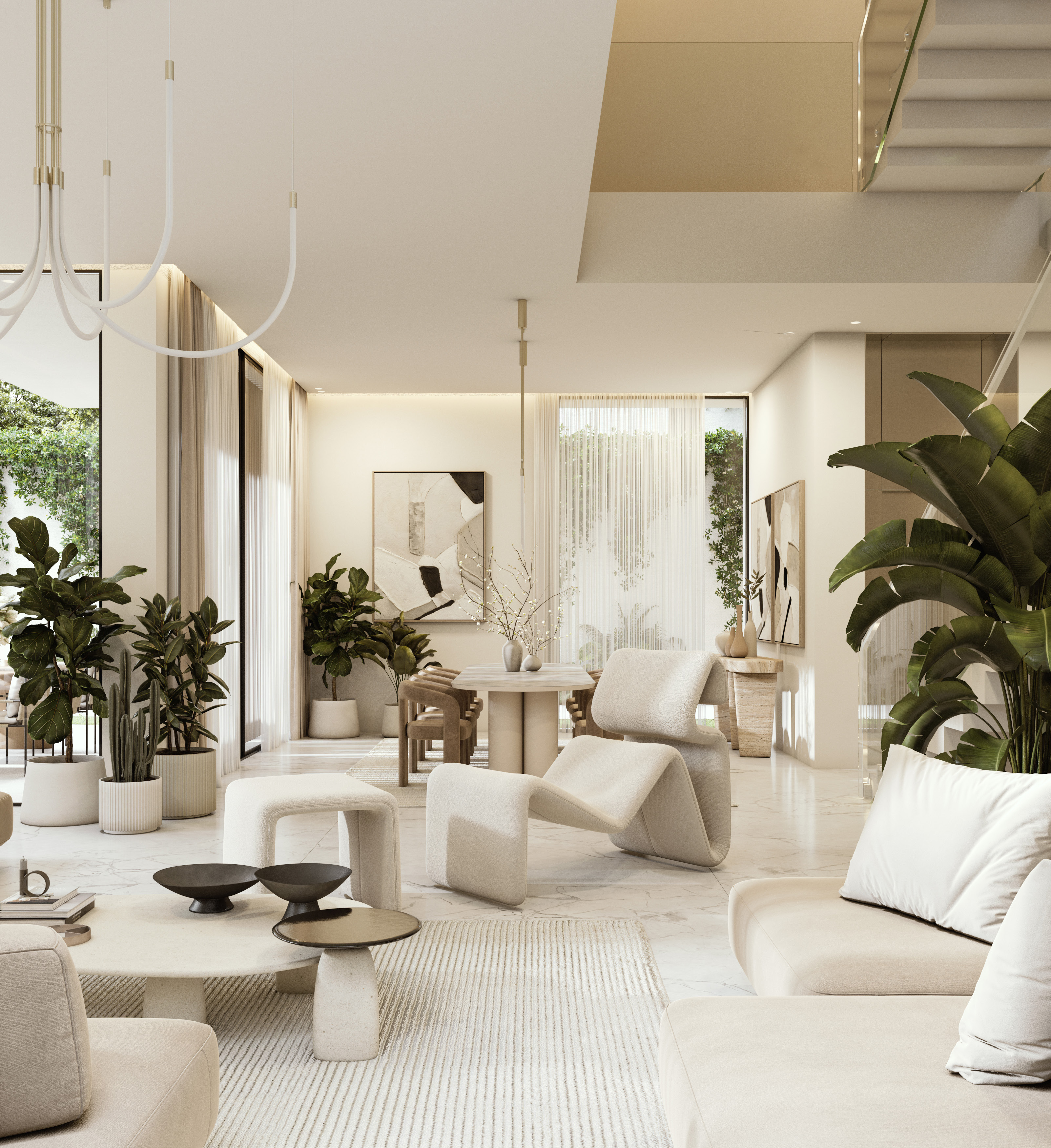 Luxury living room interior at Lunaya villa