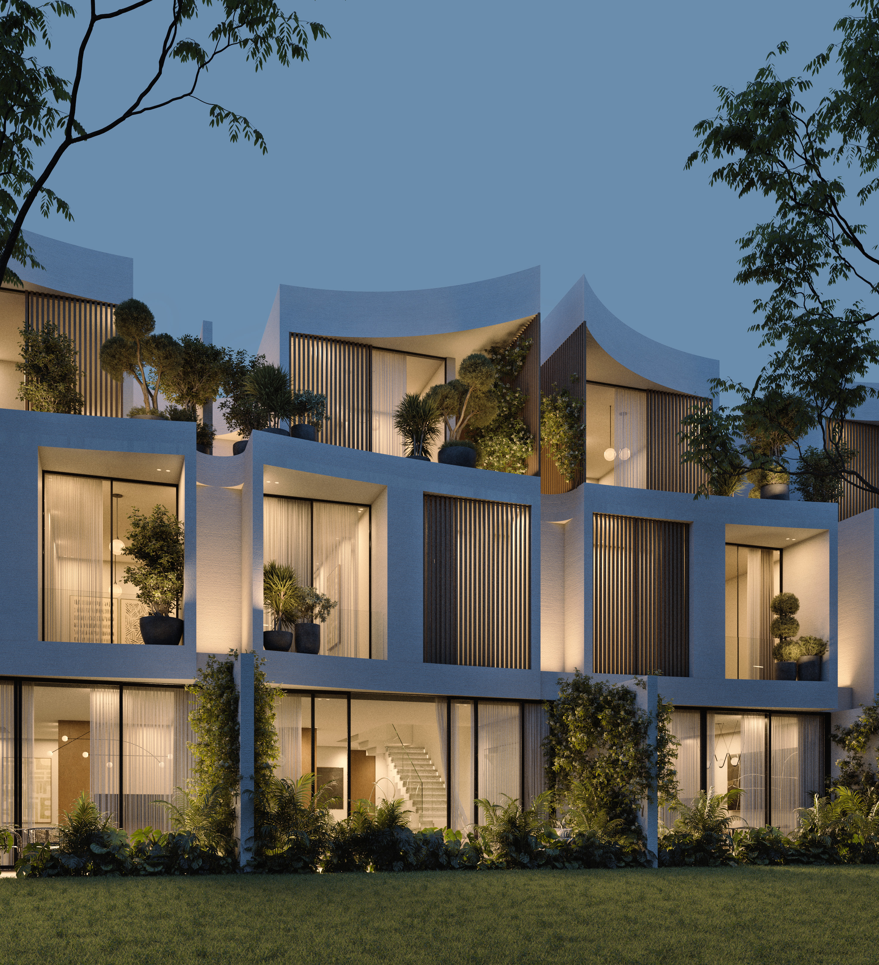 Lunaya villa with signature moon-phase roof design